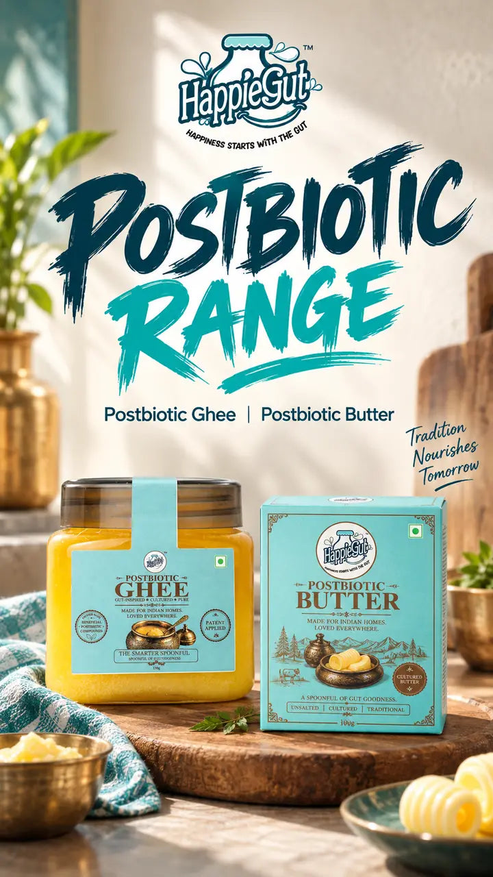 HappieGut Postbiotic Range: Postbiotic Ghee and Postbiotic Butter